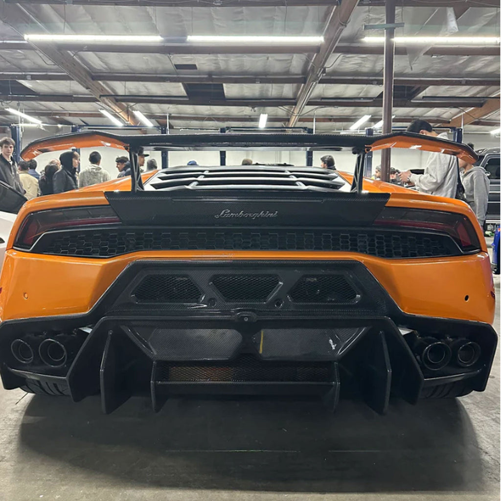 V Style Dry Carbon Fiber Rear Diffuser for Lamborghini Huracan LP 610 - Bull Boost Performance