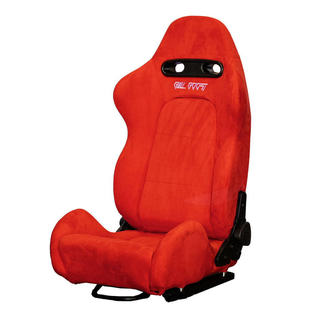 Inferno Red Universal Adjustable Black Luxury Racing SR3 Style Alcantara Seat - Bull Boost Performance