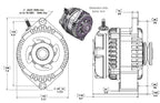 REVERSE ROTATION Marine 170-amp high output alternator for Ski / Wake Board Boats with 12SI 6.61 inch bolt pattern - V-Belt Pulley