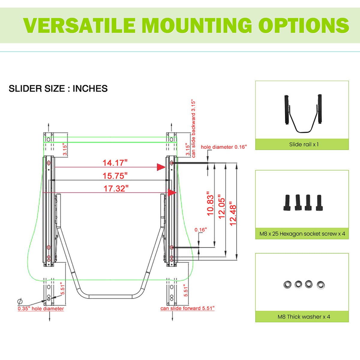Universal Reclinable Right Passenger Side Racing Seat Dual Slider