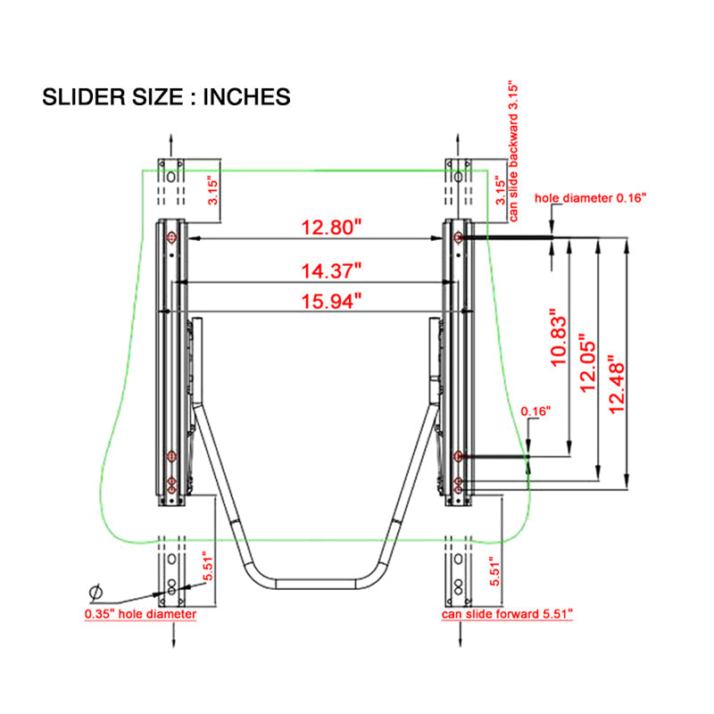 Universal Reclinable Right Passenger Side Racing Seat Dual Slider