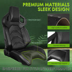 Universal Racing Seat Dual Slider PU Carbon Leather