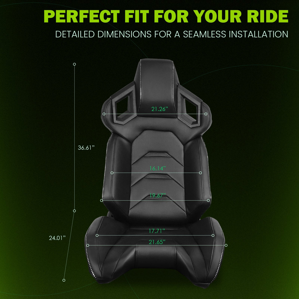 Universal Racing Seat Dual Slider PU Carbon Leather