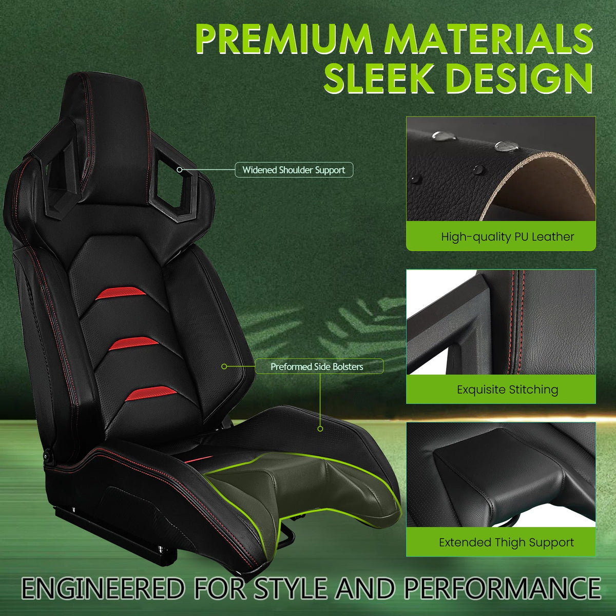 Universal Racing Seat Dual Slider PU Carbon Leather