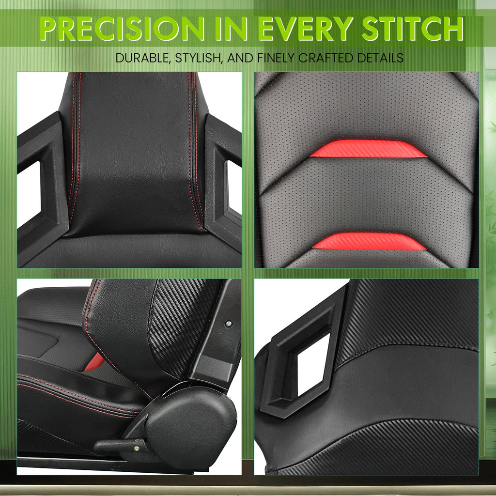 Universal Racing Seat Dual Slider PU Carbon Leather