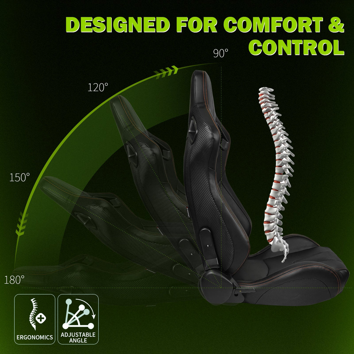 Universal Color Bezel Racing Seat Dual Slider PU Carbon Leather