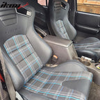 Universal Plaid Racing Seat Dual with Sliders PU Carbon Leather