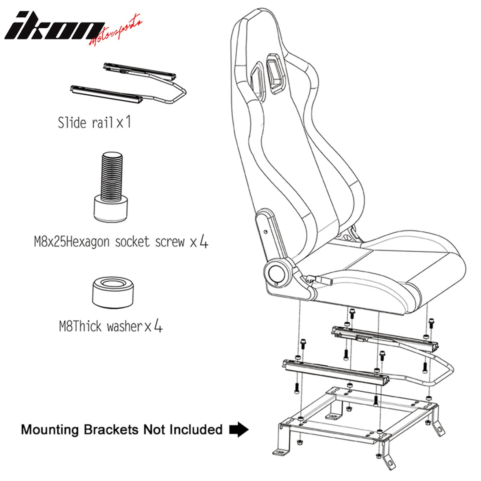 Universal X2 Reclinable Honeycomb Racing Seat + Dual Slider PU Leather