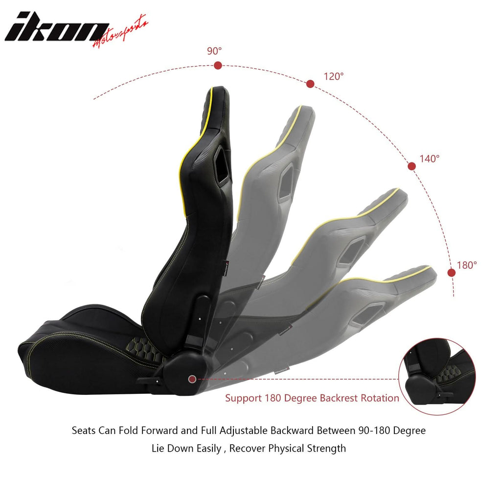 Universal X2 Reclinable Honeycomb Racing Seat + Dual Slider PU Leather