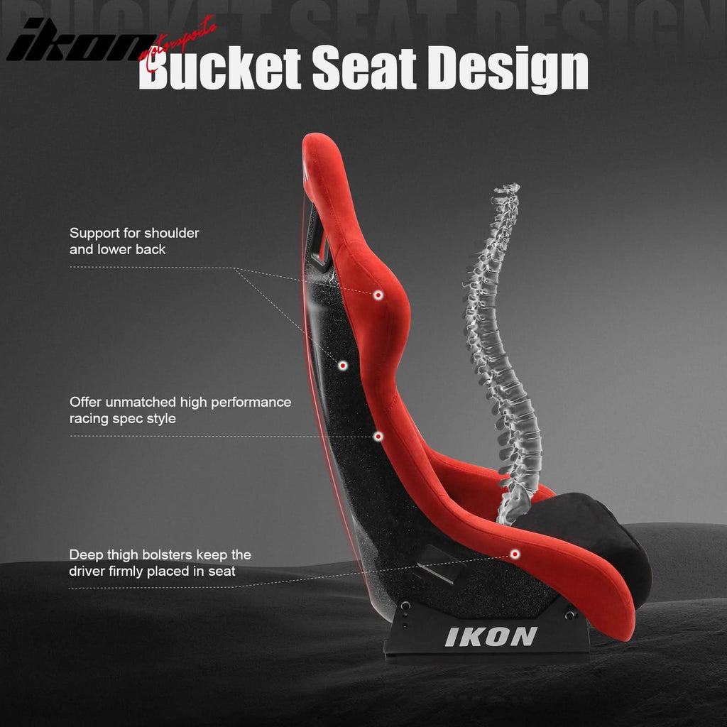 Universal Racing Bucket Seats W/ 4 Point 2" Belt Harness Black