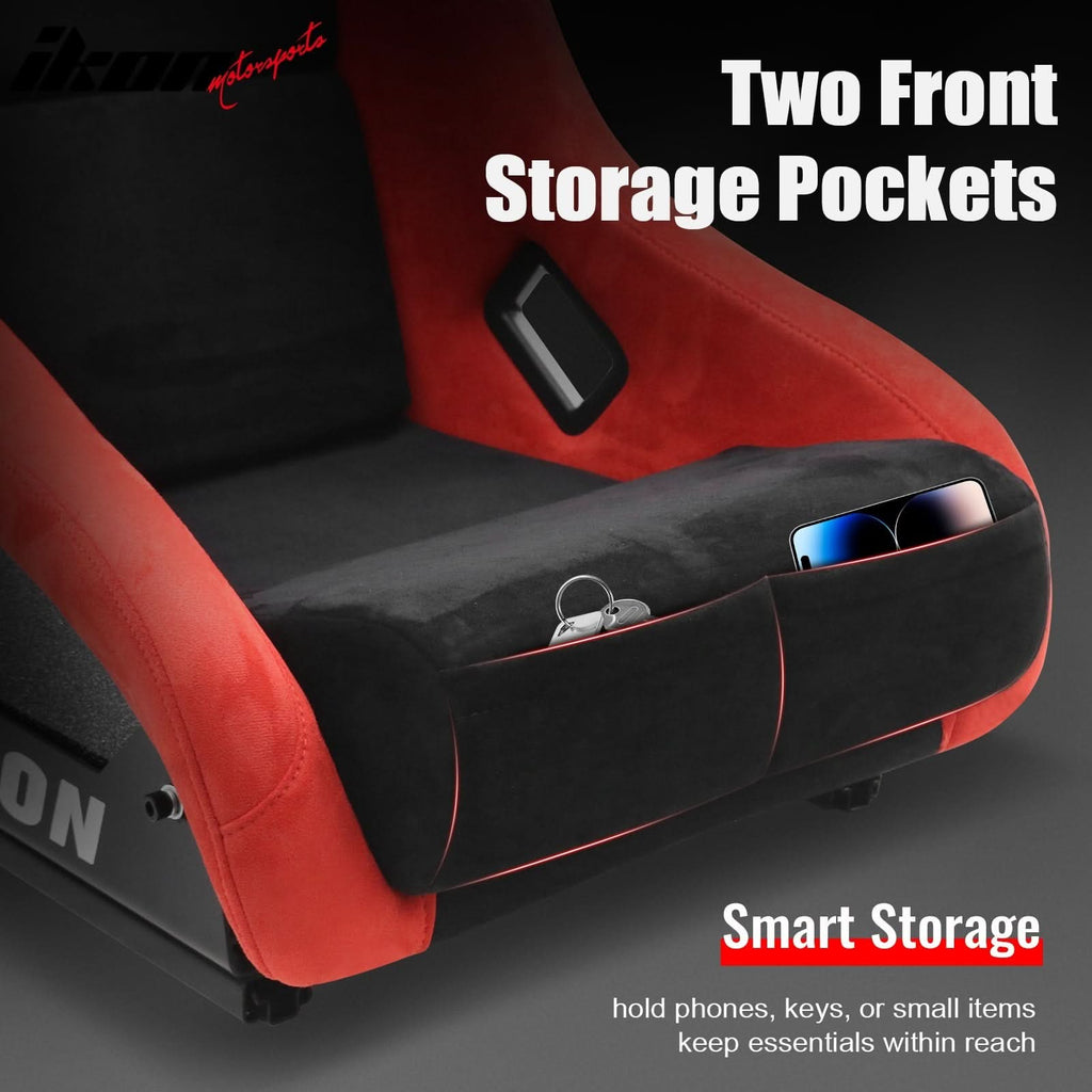 Universal Racing Bucket Seats W/ 4 Point 3" Belt Harness Black