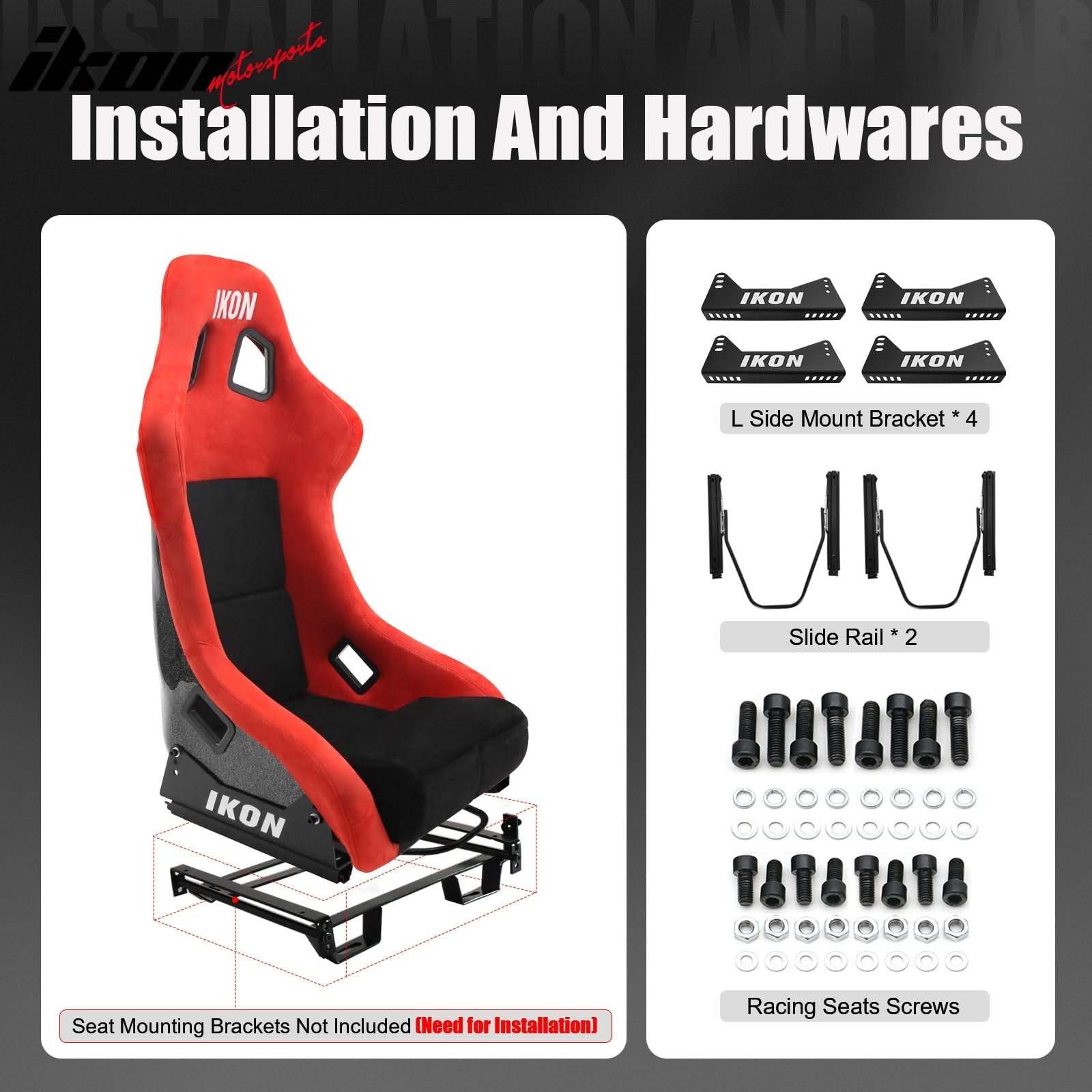 Universal Adjustable Racing Bucket Seats W/4 Point 3" Belt Harness Red
