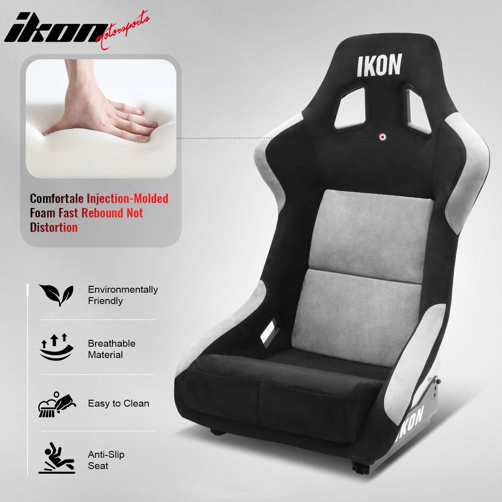 Universal Racing Bucket Seats W/ Slider 4 Point 2" Belt Harness Black