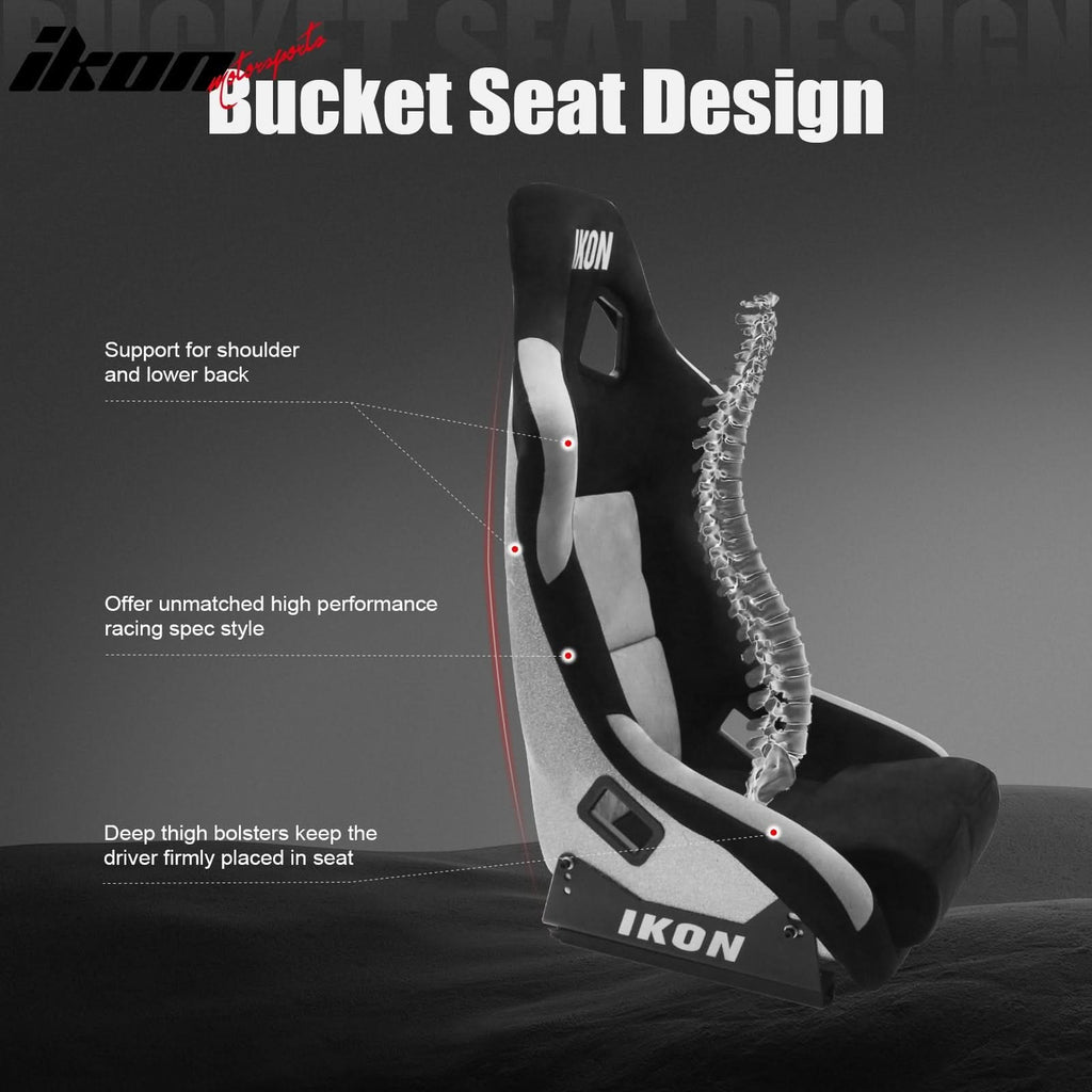 Universal Racing Bucket Seats W/ 4 Point 3" Belt Harness Black