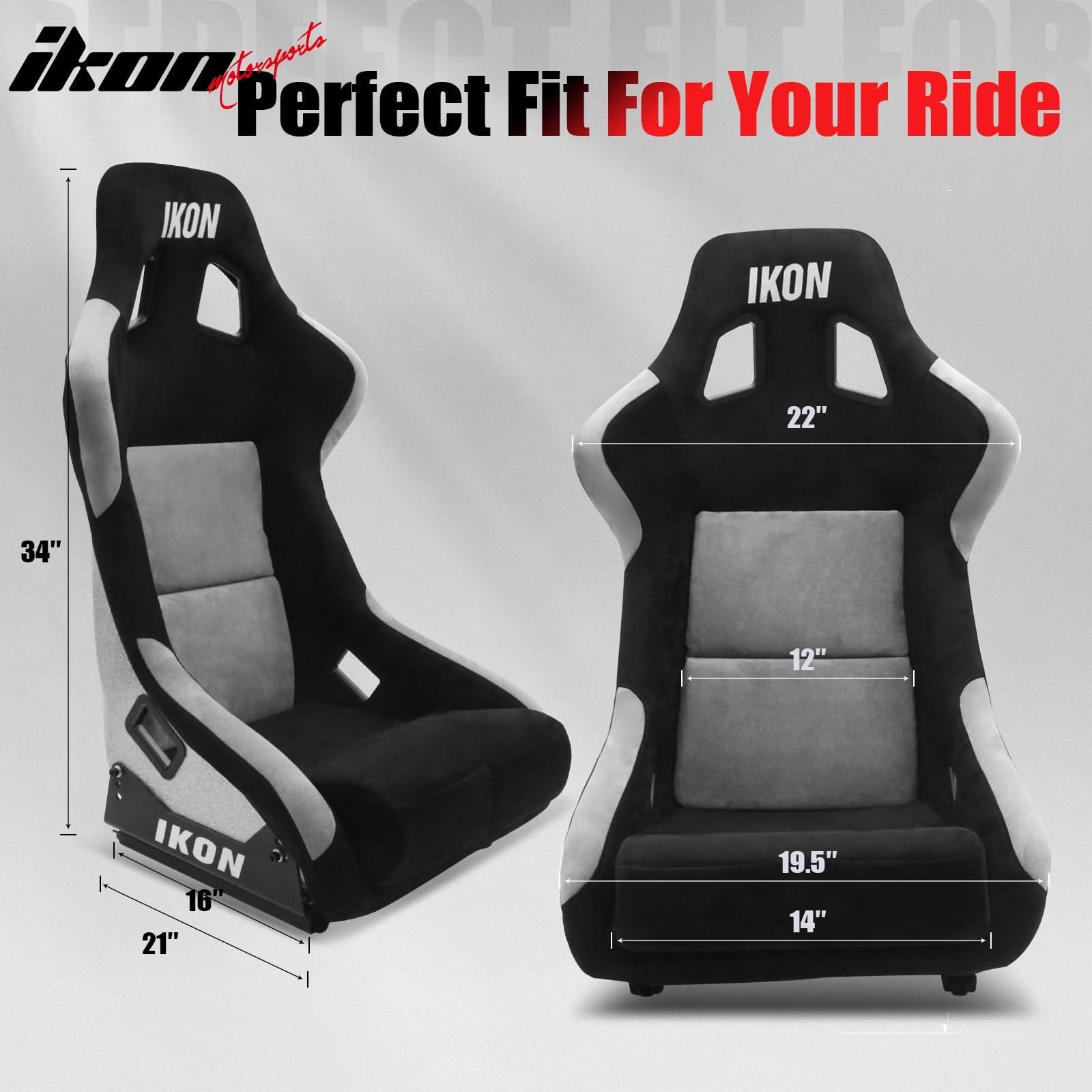 Universal Racing Bucket Seats W/ Slider 4 Point 2" Belt Harness Red