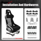 Universal Racing Bucket Seats W/ 4 Point 3" Belt Harness Black