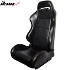One Pair of Racing Seats JDM Black PVC Leather w/ Yellow Stitch