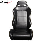 One Pair of Racing Seats JDM Black PVC Leather w/ Yellow Stitch