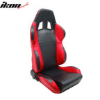 Universal Black Red PVC Leather Racing Bucket Seats Reclinable Slider