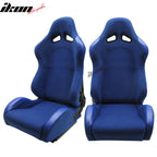 Universal JDM Sport Blue Racing Bucket Seats Cloth