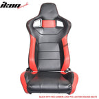 Universal JDM Sport Black Red Racing Seats Carbon Fiber Print