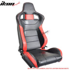 Universal JDM Sport Black Red Racing Seats Carbon Fiber Print
