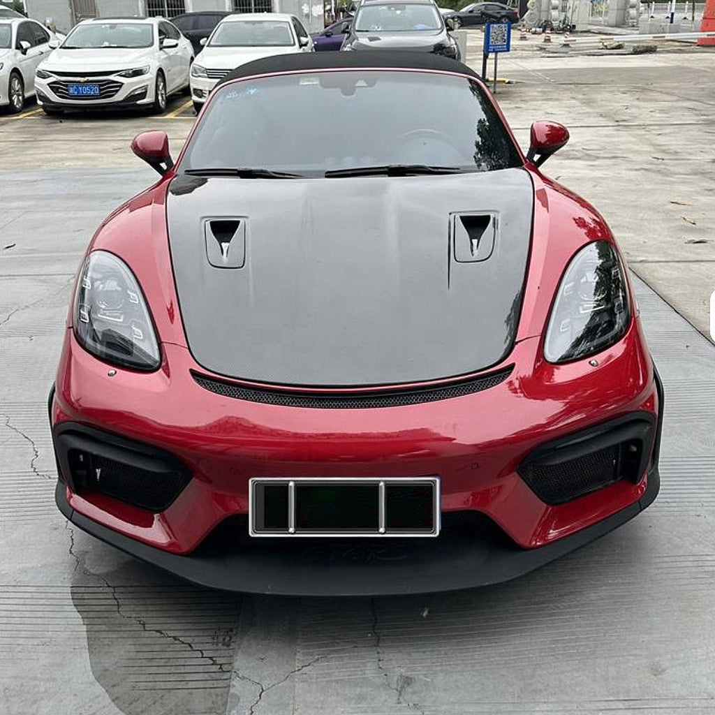 RS Style 981 982 Dry Carbon Fiber Engine Hood for Porsche Cayman 718 - Bull Boost Performance