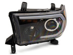 Raxiom 07-13 Toyota Tundra Axial Series Projector Headlights w/ LED Bar- Black Housing (Clear Lens)
