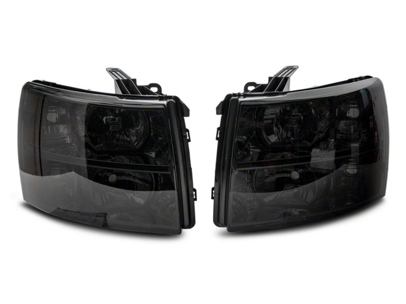 Raxiom 07-14 Chevrolet Silverado 1500 HD Axial OEM Rep Headlights- Chrome Housing- Smoked Lens