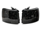 Raxiom 07-14 Chevrolet Silverado 1500 HD Axial OEM Rep Headlights- Chrome Housing- Smoked Lens