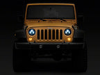 Raxiom 07-18 Jeep Wrangler JK 7-In LED Headlights- Blue Housing- Clear Lens