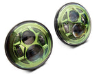 Raxiom 07-18 Jeep Wrangler JK 7-In LED Headlights Green Housing- Clear Lens