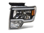 Raxiom 09-14 Ford F-150 Axial Series Headlights w/ LED Bar- Black Housing (Clear Lens)