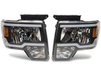 Raxiom 09-14 Ford F-150 Axial Series Headlights w/ LED Bar- Black Housing (Clear Lens)