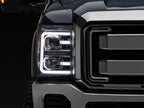 Raxiom 11-16 Ford F-250 Super Duty LED Projector Headlights - Chrome Housing (Clear Lens)