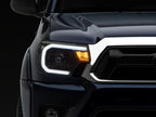 Raxiom 12-15 Toyota Tacoma Axial Series Headlights w/ LED Bar- Black Housing (Clear Lens)