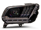 Raxiom 13-14 Ford Mustang LED Projector Headlights SEQL Turn Signals- Black Housing (Clear Lens)