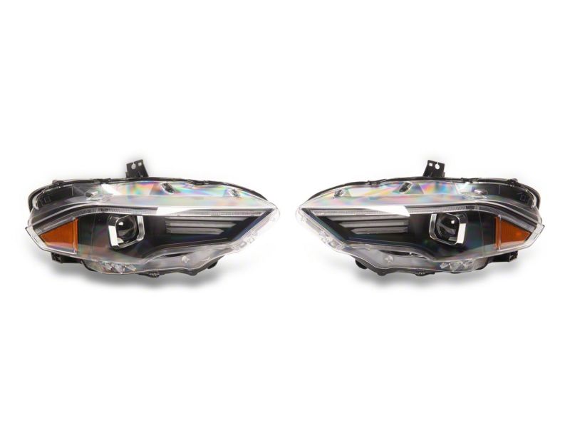 Raxiom 18-23 Ford Mustang GT EcoBoost LED Projector Headlights- Black Housing (Clear Lens)