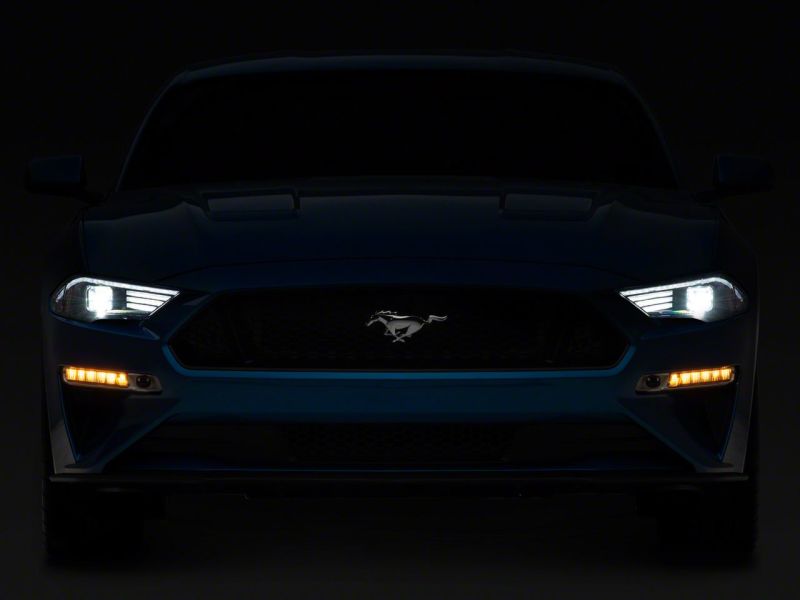 Raxiom 18-23 Ford Mustang GT EcoBoost LED Projector Headlights- Black Housing (Clear Lens)