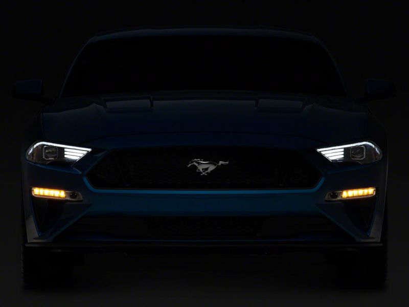 Raxiom 18-23 Ford Mustang GT EcoBoost LED Projector Headlights- Black Housing (Clear Lens)