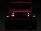 Raxiom 18-23 Jeep Wrangler JL Axial Series 9-In Angel Eye LED Headlights- Black Housing (Clear Lens)