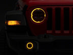 Raxiom 18-23 Jeep Wrangler JL Axial Series 9-In Angel Eye LED Headlights- Black Housing (Clear Lens)