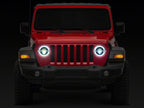 Raxiom 18-23 Jeep Wrangler JL Axial Series 9-In LED Angel Eye Headlights- Black Housing (Clear Lens)