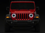 Raxiom 18-23 Jeep Wrangler JL Axial Series 9-In LED Angel Eye Headlights- Black Housing (Clear Lens)