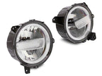 Raxiom 18-23 Jeep Wrangler JL Axial Series 9-In LED Headlights- Black Housing (Clear Lens)