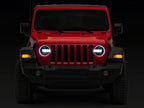 Raxiom 18-23 Jeep Wrangler JL Axial Series 9-In LED Headlights- Black Housing (Clear Lens)
