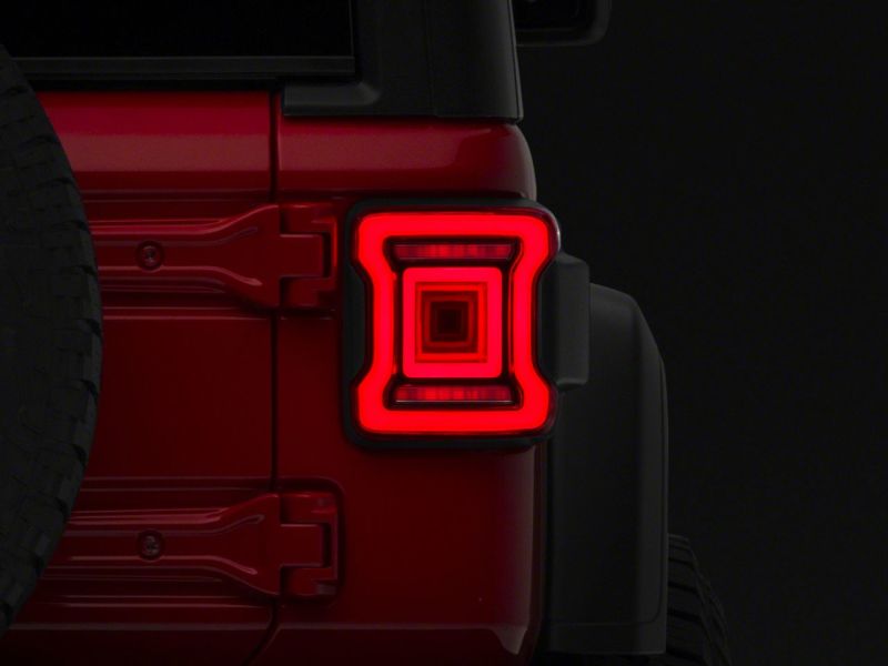 Raxiom 18-23 Jeep Wrangler JL Horizon LED Tail Lights- Black Housing- Red Lens
