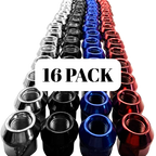 16 Pack M12x1.25 Open End Spline Colored ATV UTV Lug Nuts with Key