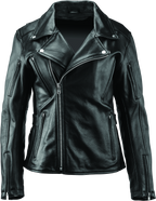 River Road Ironclad Classic Leather Jacket Black Womens - Small