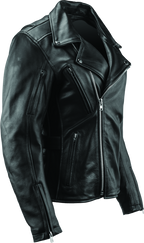 River Road Ironclad Classic Leather Jacket Black Womens - Small